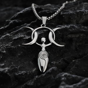 Collar con Colgante de Acero Inoxidable para Hombre, Diseño de Diosa Lunar, Geométrico Asimétrico, Joyería de Regalo - Product Image 2