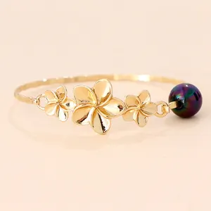 Bracelets hawaïens Style personnalisé, bijoux perle fleur, Bracelets bijoux plaqué or, Bracelets remplis, vente en gros