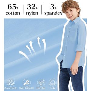 Chemise habillée à manches longues pour garçons, en coton Oxford, avec poche poitrine, pour uniformes scolaires, de 9 mois à 16 ans - Product Image 4