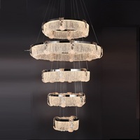 Lustre rectangulaire LED de luxe à pampilles et cristaux, longueur moyenne, pour salle à manger