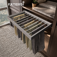 FATERSI Porte-pantalons coulissant à fermeture douce en aluminium pour armoire, largeur 600/700/800 mm, organisateur de pantalons à fixation inférieure