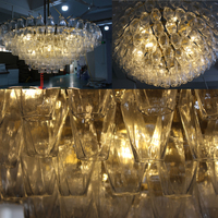 Lámpara Colgante YH de Techo Alto, Diseño Antiguo de Cobre y Latón con Cristal, Lámpara de Araña de Cobre para Isla de Cocina
