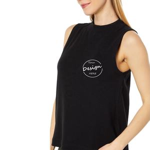 Été Nouvelle Arrivée Personnalisé Blanc Respirant 180 Gsm Gris Col Côtelé Gym Workout Tank Top Loose Cotton Tank Top Femmes - Product Image 5
