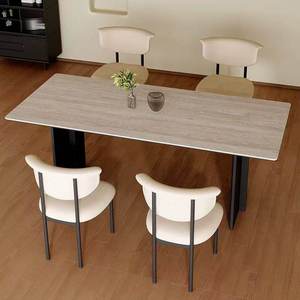 Italian Slate Slab Dining <b>Table</b> Rectangular Modern Light Luxury Home Furniture for Small Apartment Carbon Steel Frame 1-Year - Product Image 3