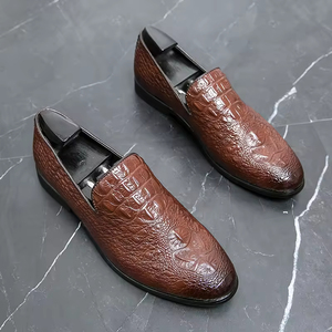 Zapatos de Vestir con Estampado de Serpiente, de Alta Calidad, Cuero Genuino, Estilo Británico, Zapatos Formales de Negocios para Hombre, Sin Cordones, Punta en Pico, Suela Suave, Oxford - Product Image 1