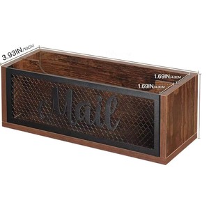 Wooden Wall Mounted <b>Mail</b> Organizer 3.93In X 1.69In Rectangle Desktop Storage <b>Box</b> For Envelope Card Organization - Product Image 1