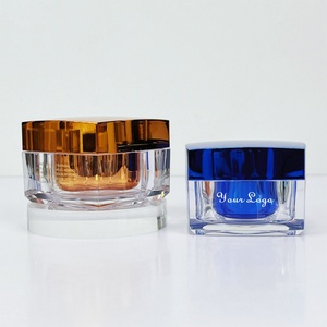 Tarro de Crema para Ojos Redondo de Lujo Personalizado de Plástico de 30g 50g, Color Dorado y Azul, para el Cuidado de la Piel, Envase para Crema Facial - Product Image 1