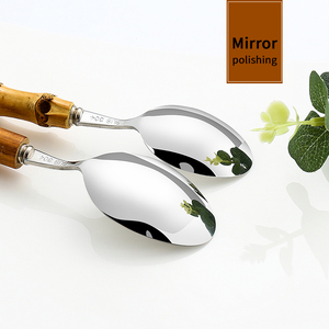 Bộ Dao Kéo Hình Tre Cấp Thực Phẩm Bộ Dao Nĩa Muỗng 304 Bằng Thép Không Gỉ Tái Sử Dụng Bộ Dụng Cụ Dẹt Cán Tre - Product Image 5