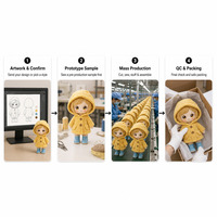 Peluche personnalisée de collection, Fille en imperméable jaune avec capuche, ODM OEM, Jouet artistique, Animal en peluche, Visage en vinyle, Poupée en peluche Kawaii, Vente en gros
