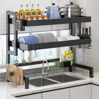 Égouttoir à vaisselle en métal pour comptoir de cuisine, rangement multifonctionnel double couche pour assiettes, bols, baguettes et couteaux