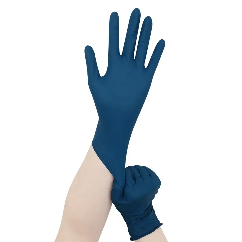 Bluesail Finger Texture Housework Chemical Resistance Medical Food Ink Blue Powder Free Nitrile Disposable Gloves Latex Free