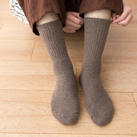 Chaussettes côtelées ultra épaisses pour femmes, couleur unie, 10% laine, chaussettes chaudes d'hiver pour filles, chaussettes longues en laine pour le sport, chaussettes mi-mollet