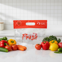 Sacs d'emballage pour fruits et légumes avec poignée de transport transparente en plastique souple et fermeture éclair, vente en gros d'usine YSH