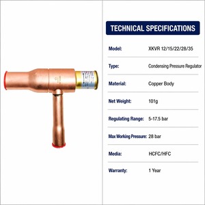 Regulador de Presión de Condensación <span class=keywords><strong>KVR</strong></span> para Condensador de Aire Acondicionado, XKVR12/15/22/28/35, 100% Probado para Fugas de Helio, Cuerpo de Cobre, Soldadura ODF, 28 bar - Product Image 3