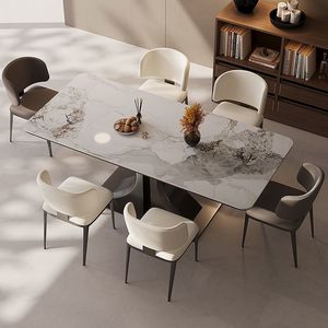 <b>Dining</b> Table And Chairs <b>Set</b> 6 Piece Rectangular Modern Italian Style <b>Space</b> <b>Saving</b> For Small Apartments - Product Image 1