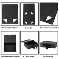 Boîtes en carton pliables personnalisées avec logo pour chaussures, vêtements, sous-vêtements, boîte cadeau noire avec fermeture magnétique à rabat et ruban