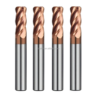 Fresa de carburo sólido con punta cuadrada y recubrimiento de tungsteno, fresa de punta redonda de carburo de tungsteno para mecanizado CNC
