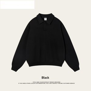Sudadera de marca de moda 2026 estilo retro americano, holgada y versátil, de manga larga, con solapa caída en el hombro y tejido grueso. - Product Image 1