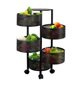 Rotate Fruit Storage Basket Kitchen Basket Metal Wire Basket Fruit Vegetable Holder Storage Rack