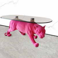 Table basse en verre de luxe marocaine, forme animalière léopard, moderne, écologique, haut de gamme, pour le salon