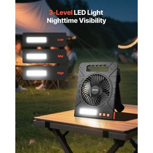 DB 10000mAh Portable 7 Inch Cordless LED Lantern Rechargeable <b>Solar</b> <b>Fan</b> 4W - Product Image 5