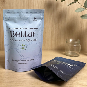 Bolsa de aluminio con cierre zip impresa a medida, de calidad alimentaria, para envasar 100g de suplemento herbal en polvo. - Product Image 1
