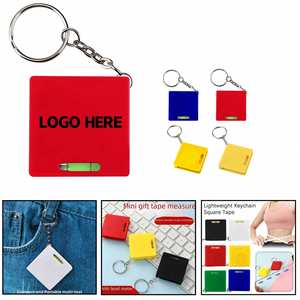 <b>Square</b> Tape Measure W/Level & <b>Key</b> Chain the Steel Measuring Tape Displays Both Inches and Metric Increments - Product Image 1