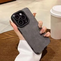 Étui en cuir suédé adapté à l'iPhone 17 Pro Max pour iPhone 16, étui souple uni, patch en cuir, protection antichoc