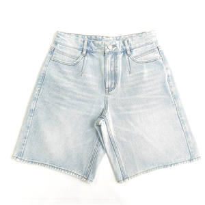Good Quality Breathable Cotton Denim <b>Shorts</b> Ladies Classic Mid Rise Light Blue Stylish <b>Short</b> Pants Summer Daily Wear - Product Image 1