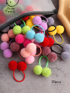 2026 Hot Selling Simple Style Candy Color Double Small Ball Hair <b>Tie</b> 30 Pieces/Set Girl's Hairpins Fashion Jewelry Wholesale - Product Image 2