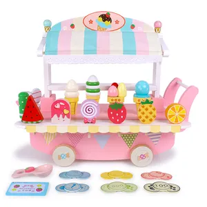 Máquina de helado de imitación brillante para niños, carrito personalizado, tienda de coches, juego de juguetes de madera