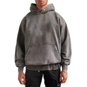 Sweat à capuche surdimensionné lavé à la pierre acide personnalisé 500gsm coton lourd lavage vintage sweats à capuche pour hommes