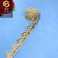 LEIXUSI Ruban tissé à paillettes en fil d'or rose de 2,5 cm, dentelle à appliquer, accessoires de vêtements pour enfants de style victorien, décorations de robes