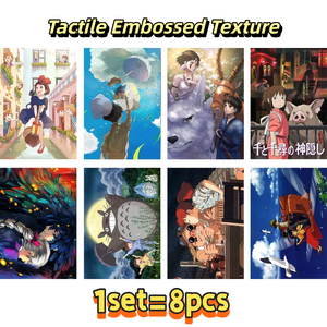 Ensemble de 8 affiches d'anime <span class=keywords><strong>Hayao</strong></span> <span class=keywords><strong>Miyazaki</strong></span>, 16,5x11,4 pouces, sans cadre, impression offset HD avec texture en relief tactile, cadeau pour les fans d'anime - Product Image 2