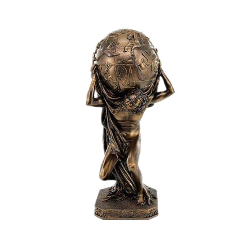 タイの伝統的な彫刻 ブロンズギリシャの神々タイタン彫刻アトラス男像置物地球世界を