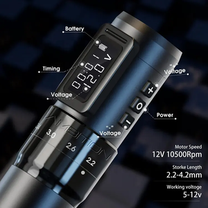 Máquina de Tatuar Inalámbrica con Motor sin Núcleo de 1800mAh, 2.2-4.2mm, 6 Ajustes de Carrera - Product Image 6