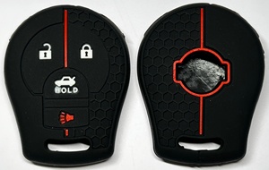 Housse de clé de <span class=keywords><strong>voiture</strong></span> en silicone à texture nid d'abeille, antidérapante, antichoc, avec bande rouge, compatible avec Volkswagen - Product Image 3