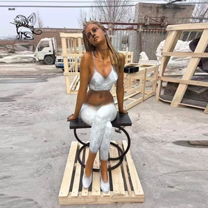 Escultura de Mujer Desnuda de Metal de Tamaño Real, Arte Moderno para Decoración de Jardín, Estatua de Bronce de Mujer Sentada en Venta, BLVE - Product Image 1