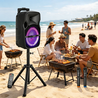 Système de sonorisation portable avec batterie, trépied, 2 microphones sans fil 2.4G, télécommande, pour extérieur, pour enceinte de fête 5.0