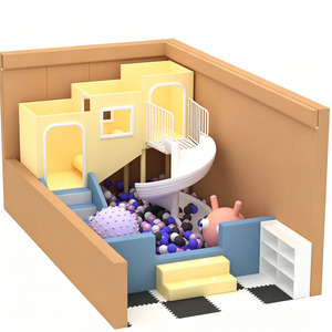 Area Giochi Morbida per Interni in Colori Pastello Neutri, Set da Gioco per Bambini con Scivolo a Spirale e Piscina di Palline per Asili - Product Image 4