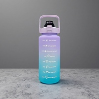 Bouteilles d'eau de 1 gallon, grandes, pour le sport, la remise en forme, le camping, 128 oz / 3,8 L, bouteille d'eau avec couvercle 2-en-1, bouteille de sport avec indication des heures pour boire