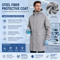 Veste de travail à capuche personnalisable anti-ondes électromagnétiques (EMF) longue jusqu'aux hanches, protection électromagnétique intégrale du corps