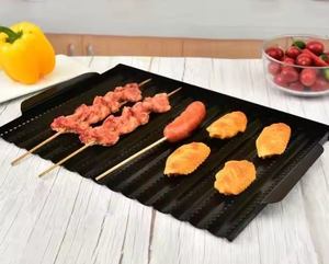 Plancha de Hierro Fundido Rectangular Moderna Antiadherente con Diseño Ondulado para Asar Carne al Aire Libre, Ideal para Camping, con Asa - Product Image 6