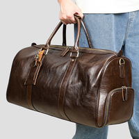 Sacs de voyage d'affaires pour hommes européens et américains en cuir véritable durable 20L, modèle personnalisé avec poignée souple