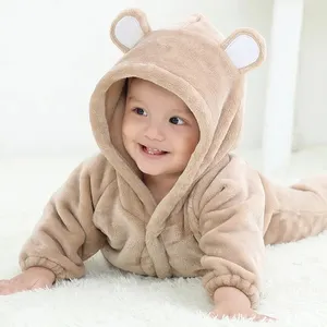 Unisex Baby Rompertjes Winter Warm Zwart & Wit Panda Een Stuk Pyjama Voor 0-3 Jaar Gebreid Met Ritssluiting