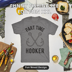 Crazy Dog Men's Vintage Part Time Hooker Funny Fishing Hook <strong>Sarcastic</strong> Novelty T-Shirt Poly/Cotton Blend Dark Grey XXL - Product Image 2