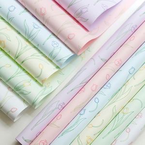 New Release 35*50cm/pcs Thick Tulip Flower <b>Pattern</b> Printing Waterproof Plastic Floral Wrapping <b>Paper</b> for Flower Material - Product Image 4