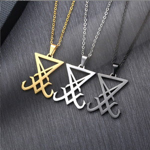 Bomei Bijoux En Gros Personnalisé <span class=keywords><strong>Satanique</strong></span> Bijoux En Acier Inoxydable Plaqué Noir Sceau De Lucifer Pendentif <span class=keywords><strong>Collier</strong></span> Pour Hommes - Product Image 6