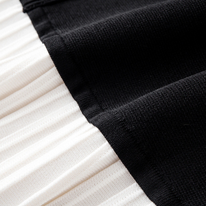 针织品厂家批发春夏黑色圆领短袖套头衫女式针织毛衣百褶裙 - Product Image 6