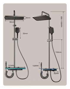 Juego <span class=keywords><strong>de</strong></span> <span class=keywords><strong>ducha</strong></span> <span class=keywords><strong>de</strong></span> baño gris con pistola <span class=keywords><strong>de</strong></span> núcleo <span class=keywords><strong>de</strong></span> válvula <span class=keywords><strong>de</strong></span> cerámica <span class=keywords><strong>de</strong></span> aluminio contemporáneo Juego <span class=keywords><strong>de</strong></span> <span class=keywords><strong>ducha</strong></span> <span class=keywords><strong>de</strong></span> teclas <span class=keywords><strong>de</strong></span> piano <span class=keywords><strong>de</strong></span> 4 modos montado en la pared <span class=keywords><strong>de</strong></span> un solo mango - Product Image 6
